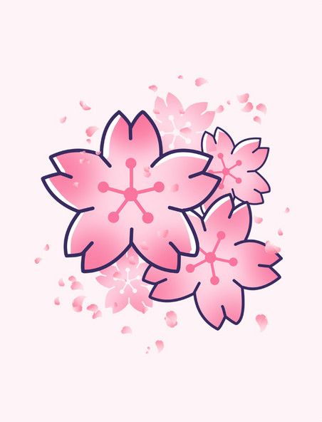 粉色樱花装饰插画元素