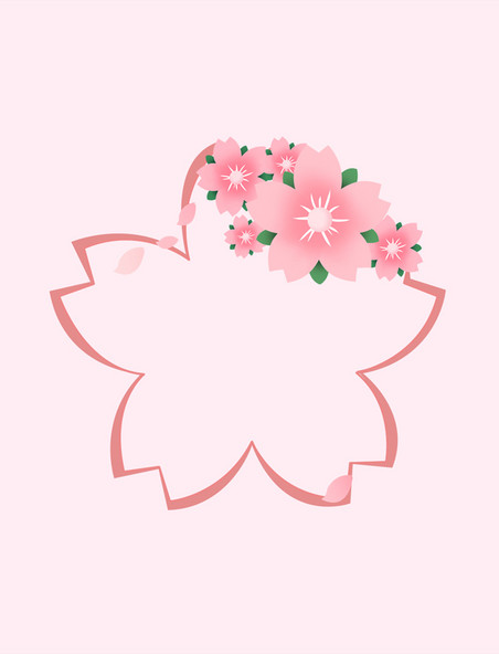 粉色春季樱花形状边框文本框