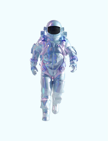 3D立体C4D科幻航空航天宇航员酸性风人物正面行走