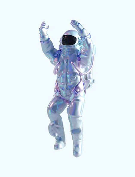 3D立体C4D科幻航空航天宇航员酸性风人物举手