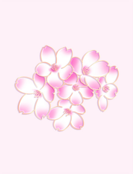 春季立体金边粉色浮雕桃花樱花元素