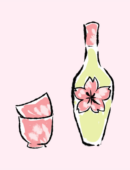 日系风格米酒粉色樱花