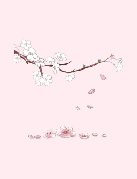 粉色七夕花瓣飘落水彩
