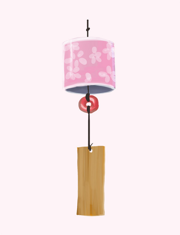 粉色樱花风铃日系元素