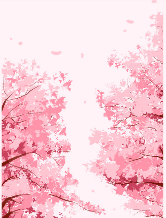春季粉色樱花树花卉