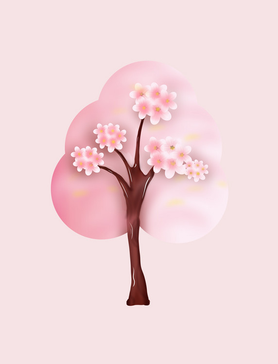春天粉色樱花树