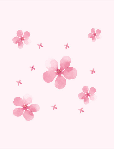 粉色春季春天水彩植物樱花