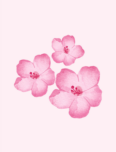 中国风水墨花朵桃花手绘植物元素