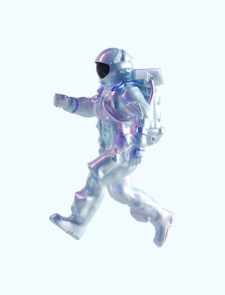 3D立体C4D科幻航空航天宇航员酸性风人物侧面行走
