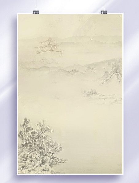 中国风江南山水意境装饰背景