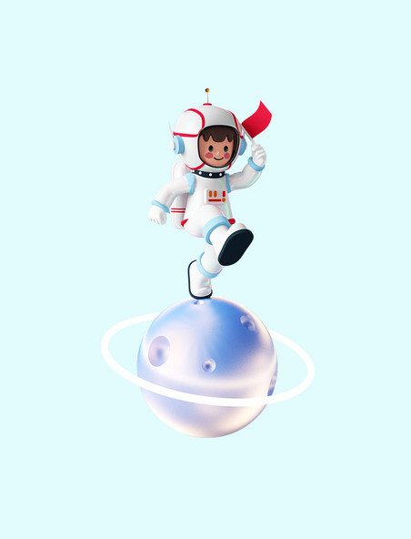 3D立体C4D宇航员航空航天可爱人物形象