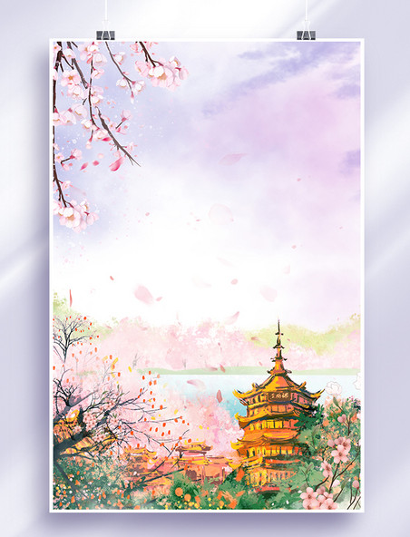 中国风武汉樱花旅游海报模板春天赏樱