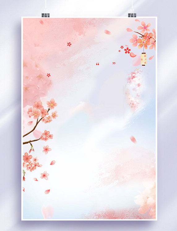 春天樱花海报花瓣粉色背景