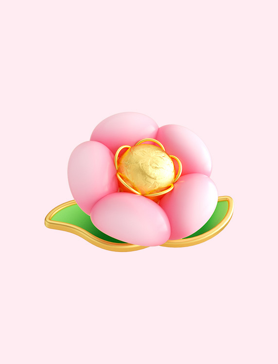 3d立体C4D粉色圆润花朵