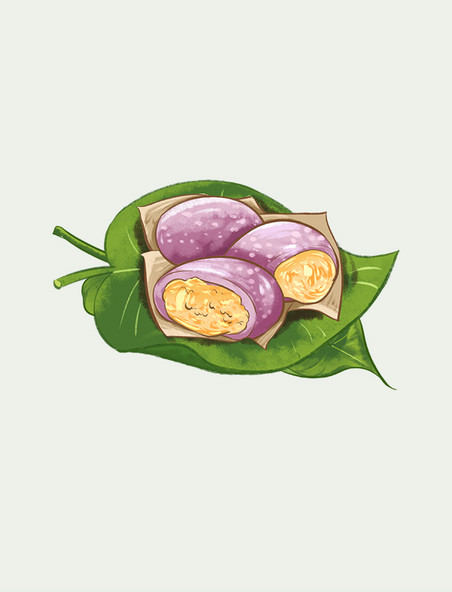 清明清明节紫薯肉松青团特色寒食节美食