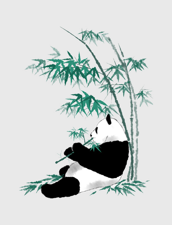 动物熊猫吃竹子