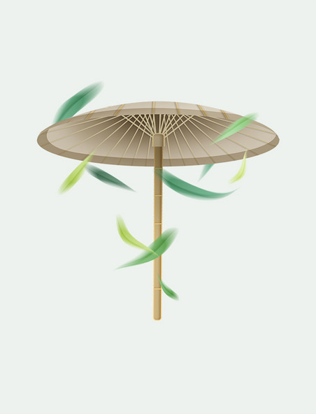 中国风油纸伞竹叶清明清明节手绘元素