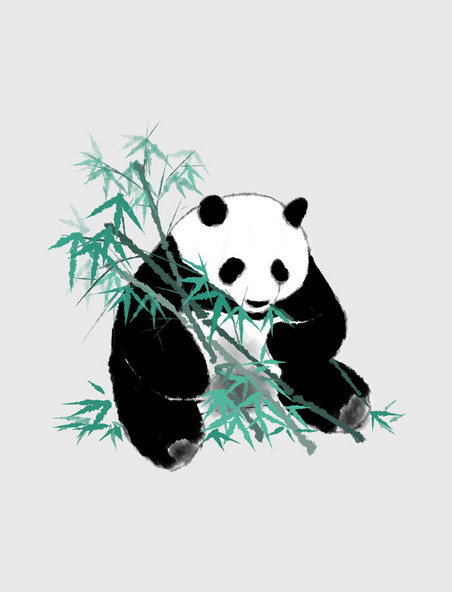 熊猫吃绿竹动物