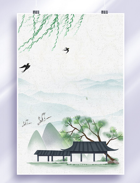 中国风中式庭院水墨背景