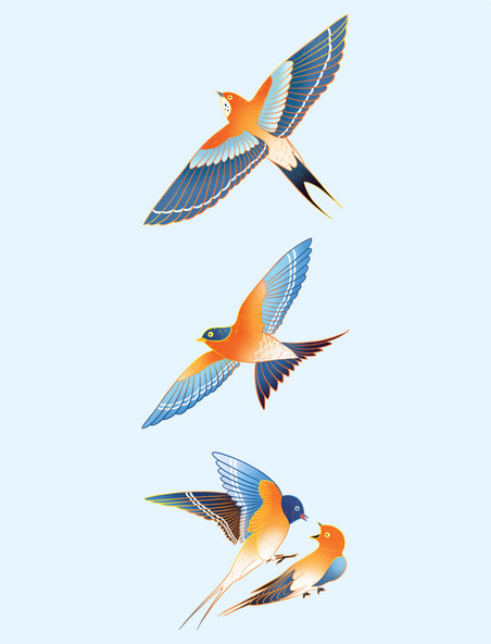 中国风国潮鸟类燕子元素套图
