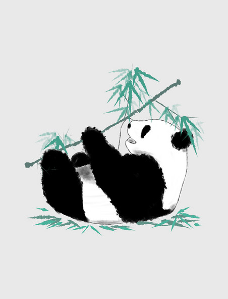 动物水彩绘画熊猫