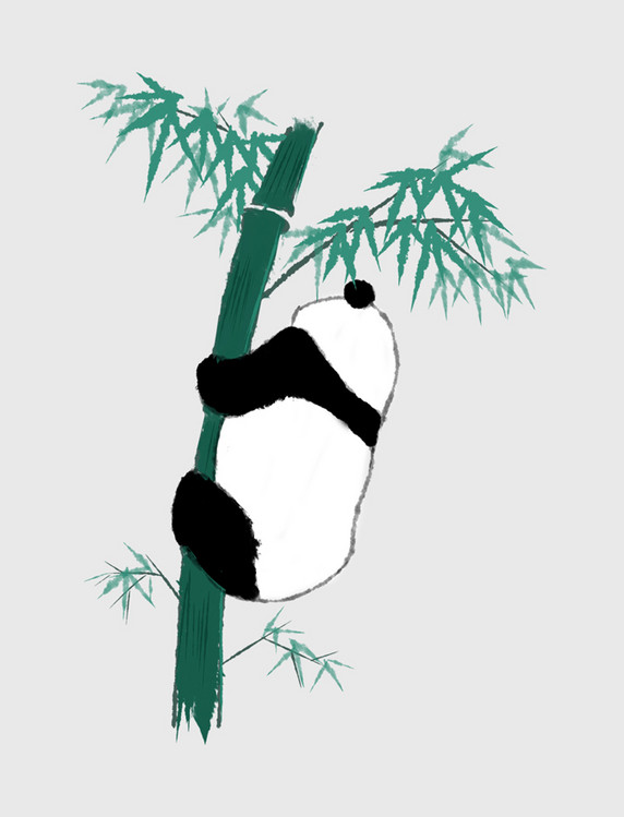 动物熊猫爬竹子