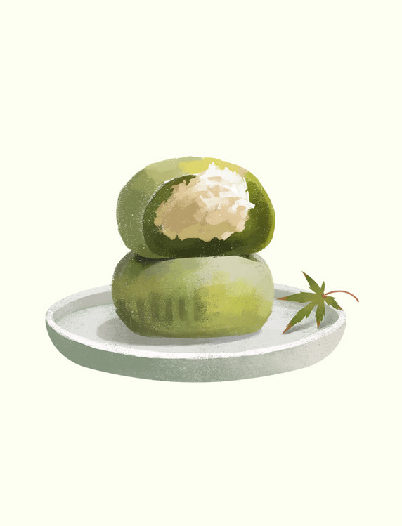 清明清明节食品厚涂青团奶油抹茶青团元素