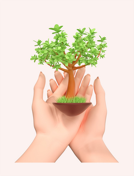 3DC4D立体树苗植树节植树种树环境保护元素