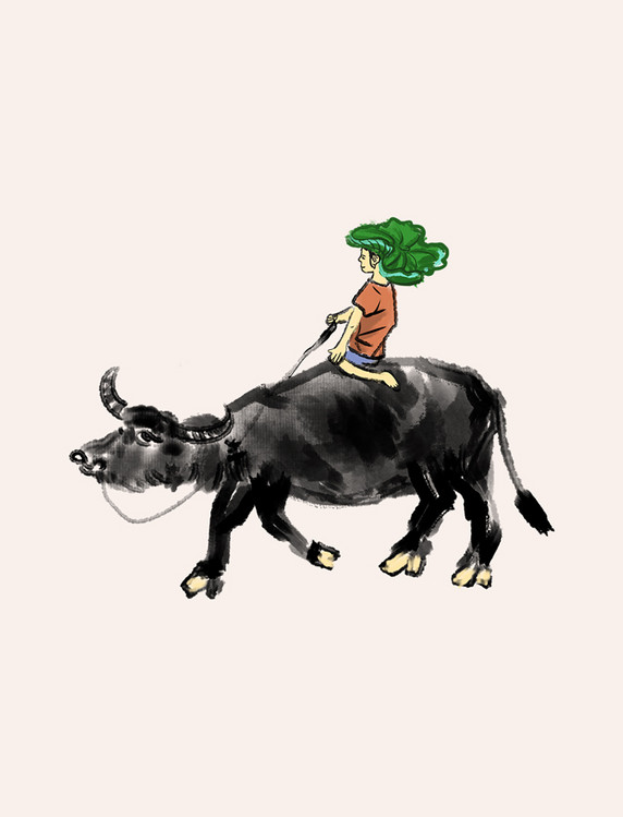 春天清明节水墨牧童清明节清明