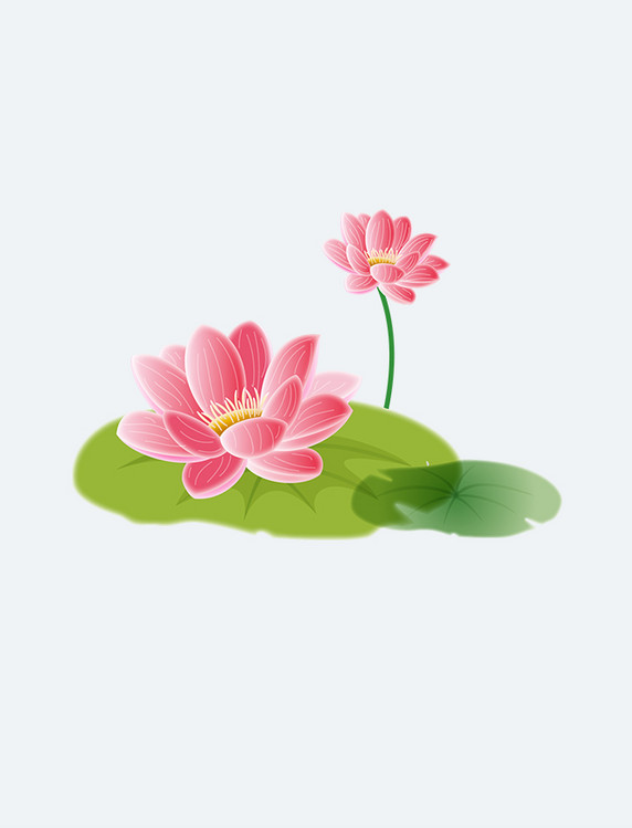 水彩夏季荷花装饰清明清明节新中式