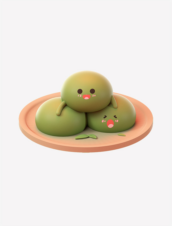 3D立体C4D清明节拟人青团