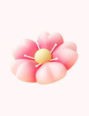 3d立体C4D粉色卡通唯美花朵春天春季樱花
