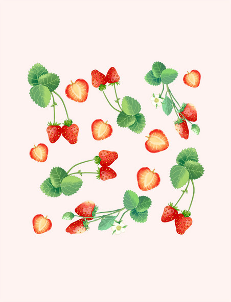 草莓水果底纹元素