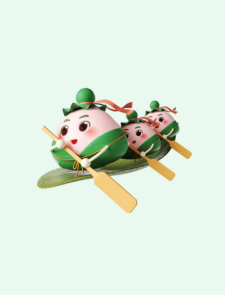 端午节3D立体古风粽子划船形象