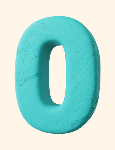 3D立体黏土质感艺术字绿色数字0