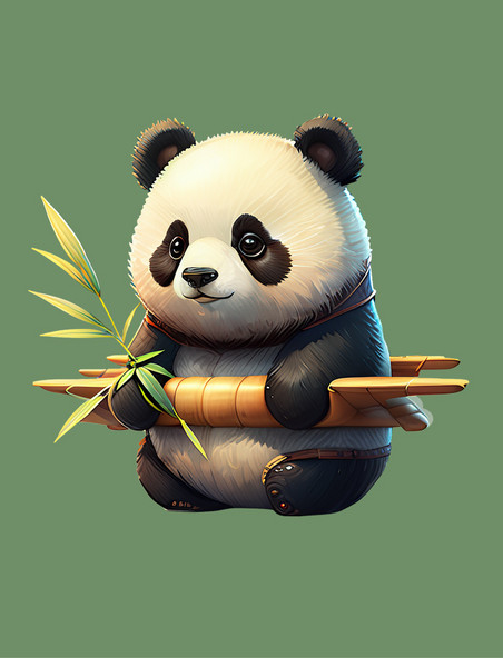 3D立体国宝熊猫动物大熊猫可爱呆萌小熊猫竹子元素