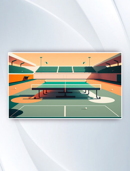 体育场乒乓球体育插画
