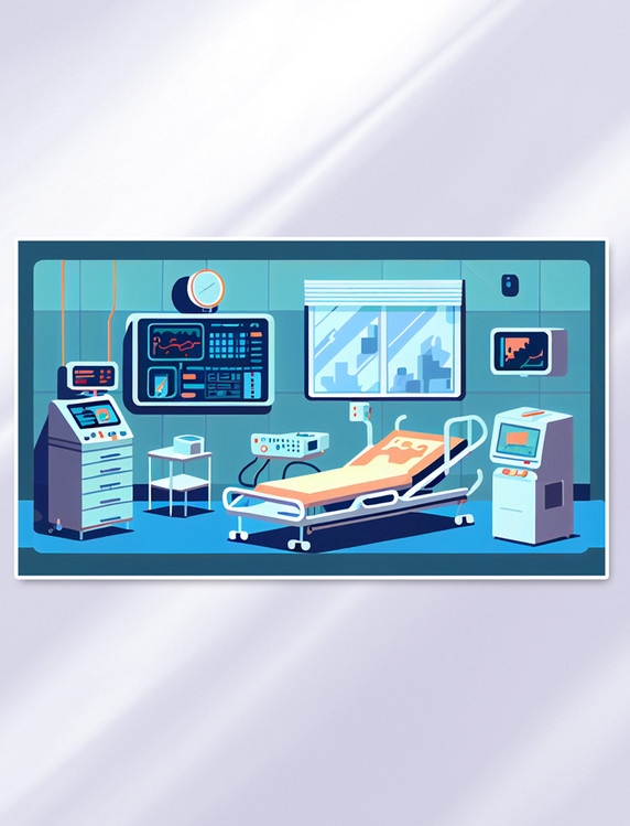  医院手术室场景医疗器械数字插画