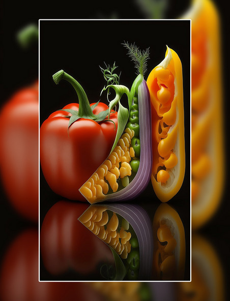 蔬菜创意特写数字作品AI作品数字插画
