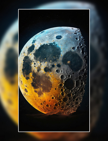 宇宙月亮月球星空创意赛博朋克数字作品AI作品数字插画