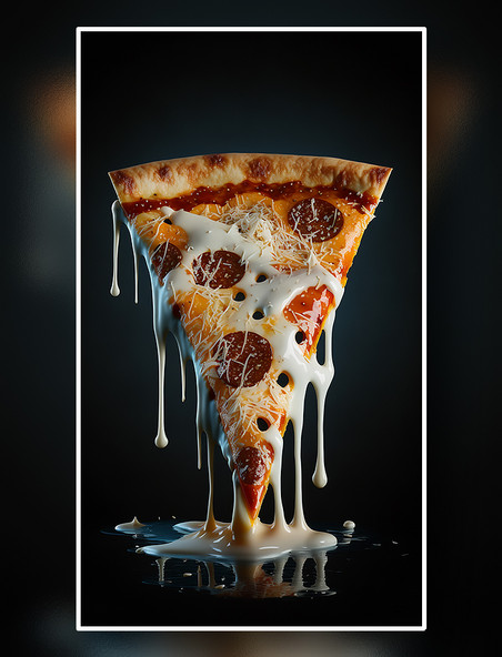 一块流淌着芝士的美味披萨效果图