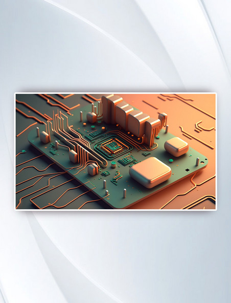 3D立体金色电路板背景科技科学技术商务