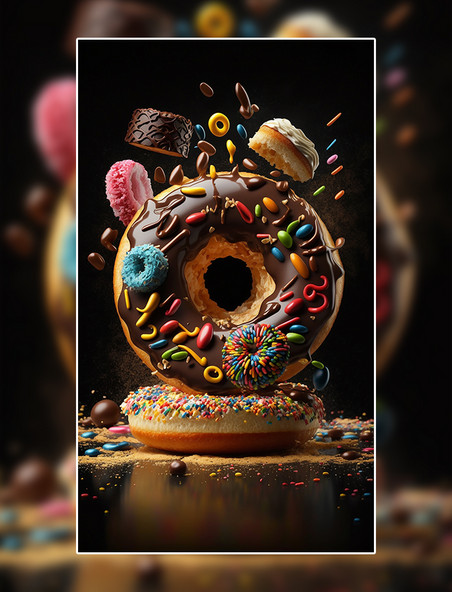 甜甜圈食物水果创意特写数字作品AI作品数字插画