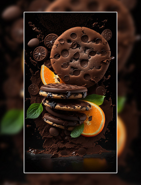 巧克力饼干食物蔬菜创意特写数字作品AI作品数字插画