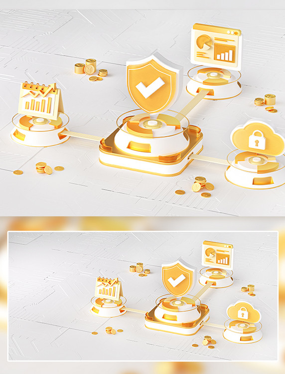 3D玻璃风商务金融科技办公场景背景