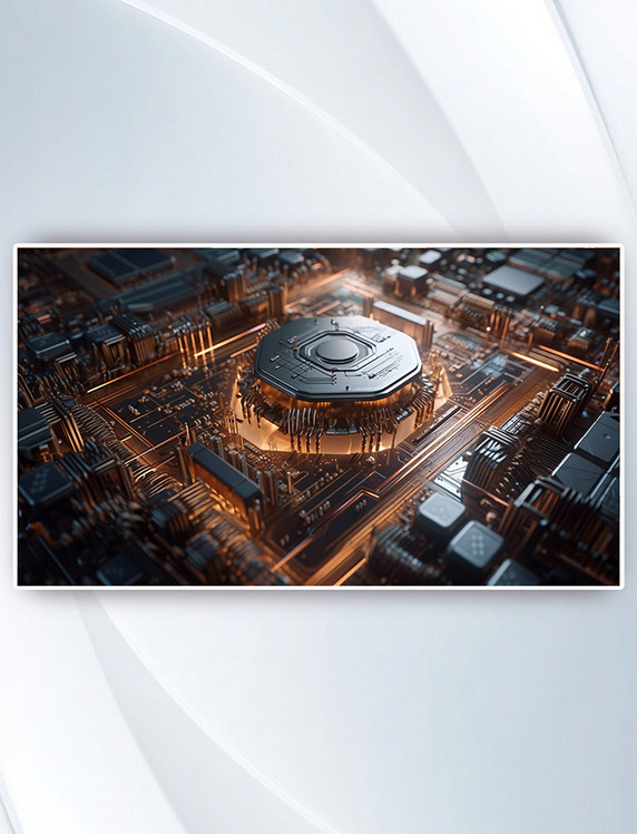 艳丽浅黄芯片数字艺术科技商务