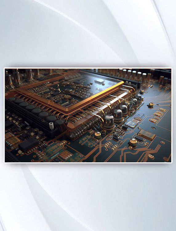 温暖深黄芯片数字艺术科技商务