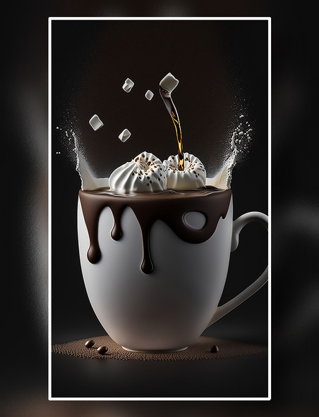 巧克力咖啡白色杯子美食效果图