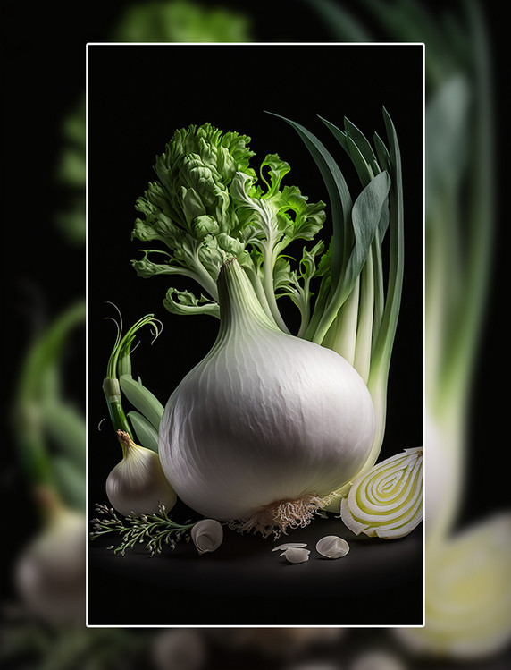 蔬菜合集洋葱创意特写数字作品AI作品数字插画