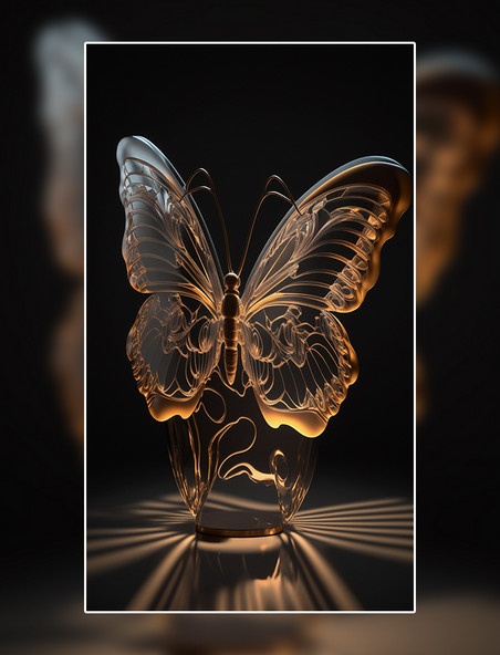 蝴蝶形状灯丝渲染三维数字作品AI作品数字插画